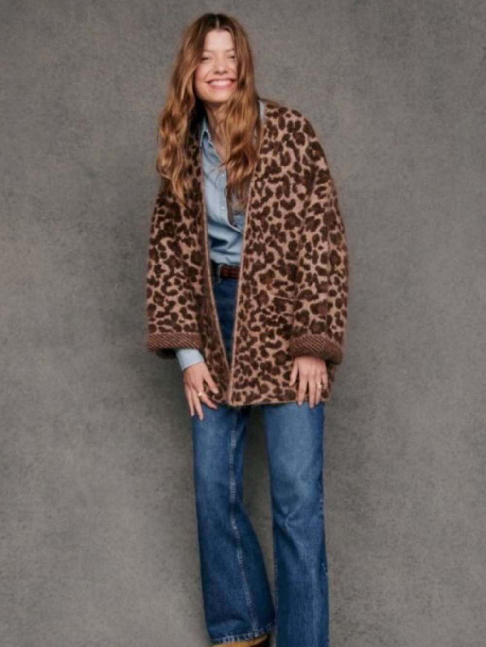 Sézane Oscar cardigan in leopard, NWOT